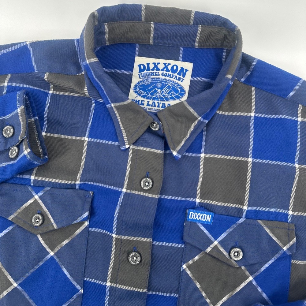 Dixxon Flannel Company The Layback Womens Large Blue Plaid L/S Button Up Shirt